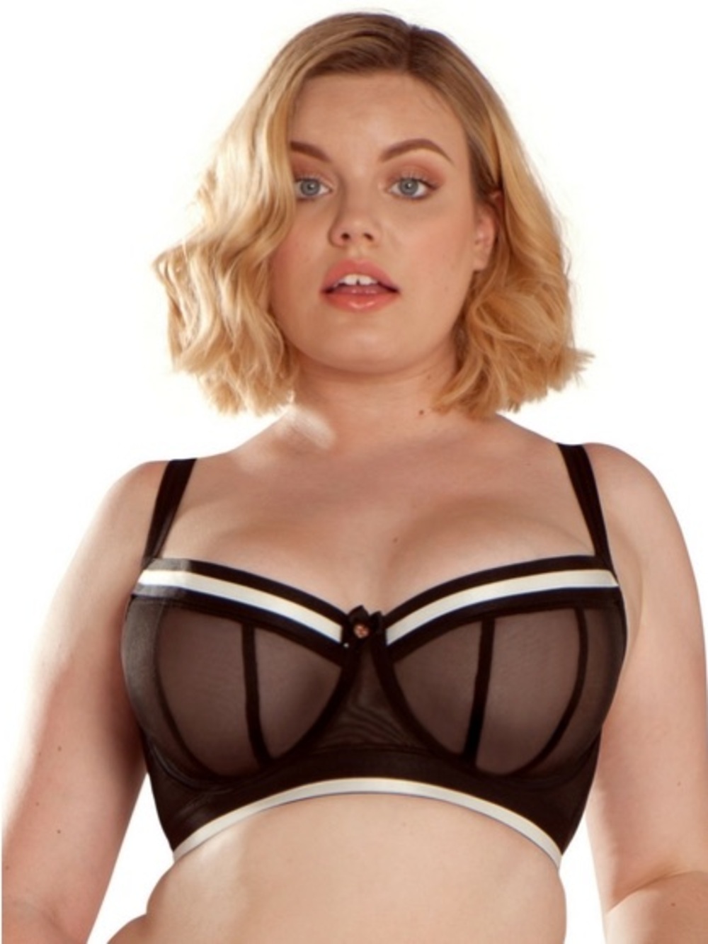 Scantilly by Curvy Kate Decadence Balcony Bra NWT Mesh Underwire 34G Black White